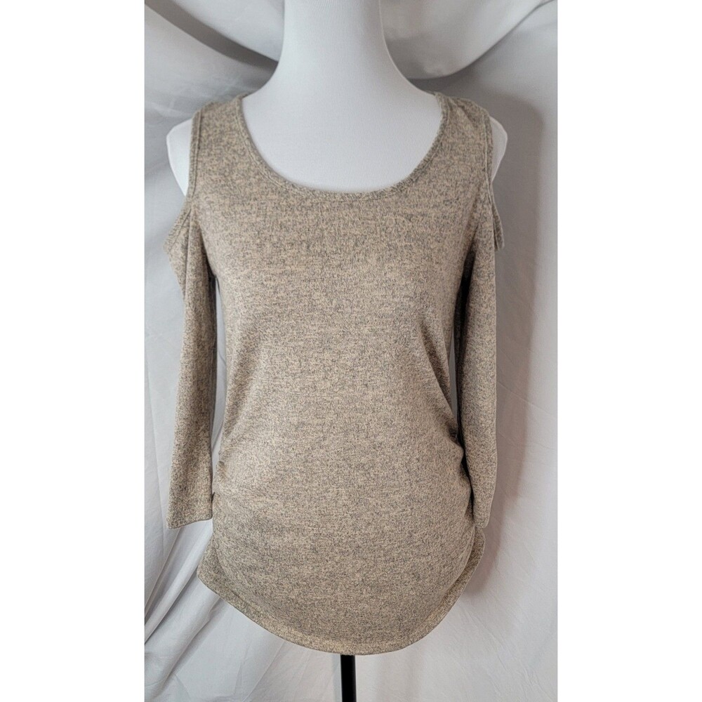 Anthropologie Ember Womens Small Open Shoulder 3/4 Sleeve Ruched Side Top NWT